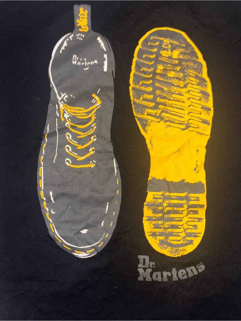 Vintage Dr. Martens Black Tee with Yellow Boot Graphic Young Adult Men's M - Picture 3 of 12